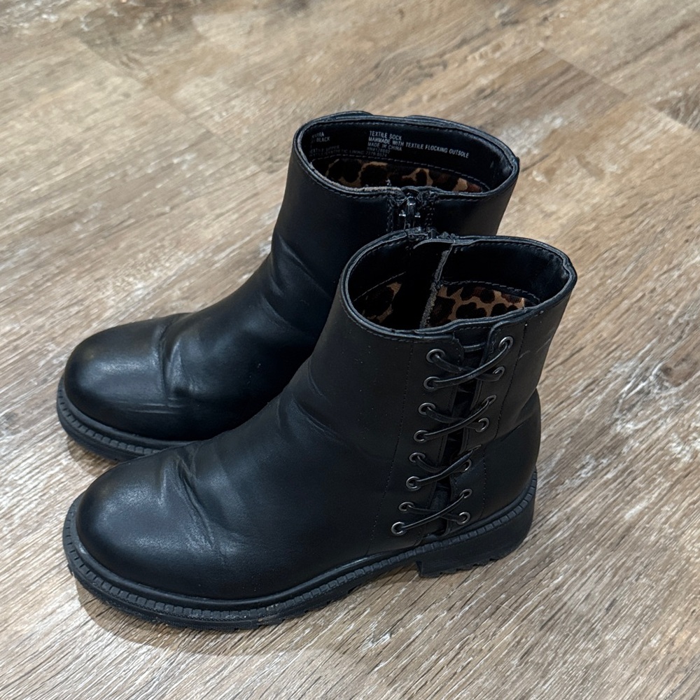 Black Lace-Up Ankle Boots